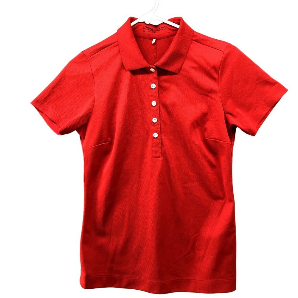 Nike Short Sleeve Golf Polo Shirt Womens S Red Dri-Fit Active Performance